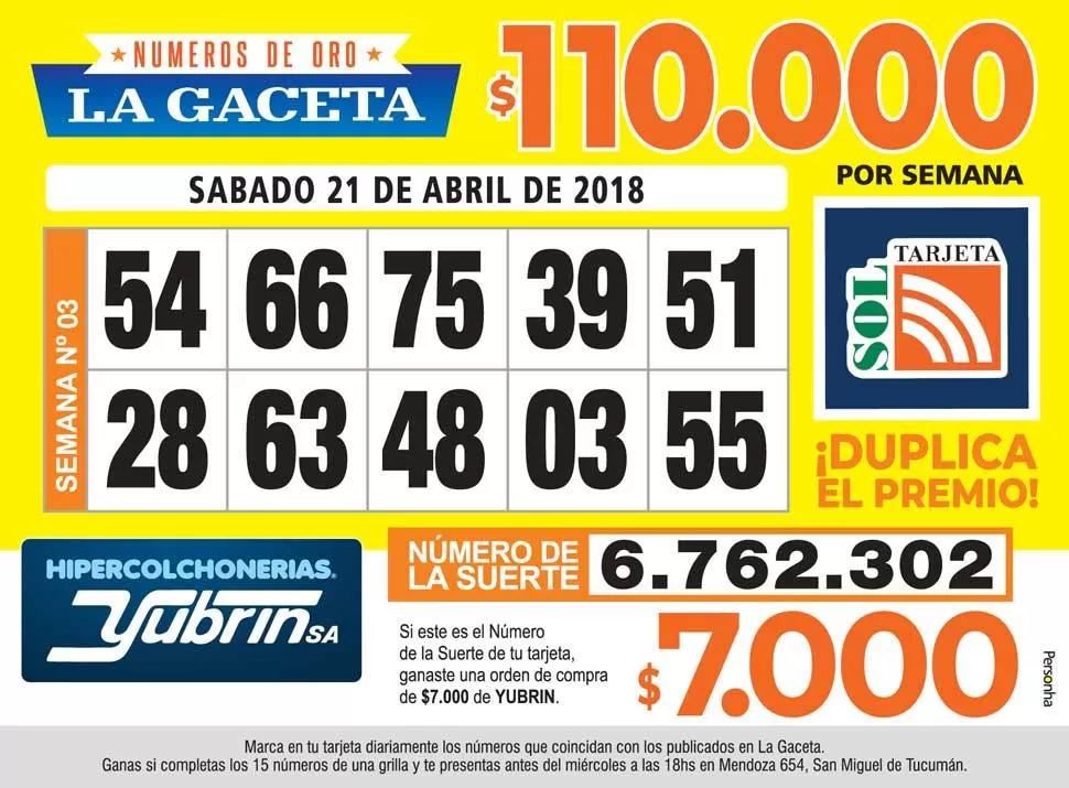 Los Números de Oro de LA GACETA