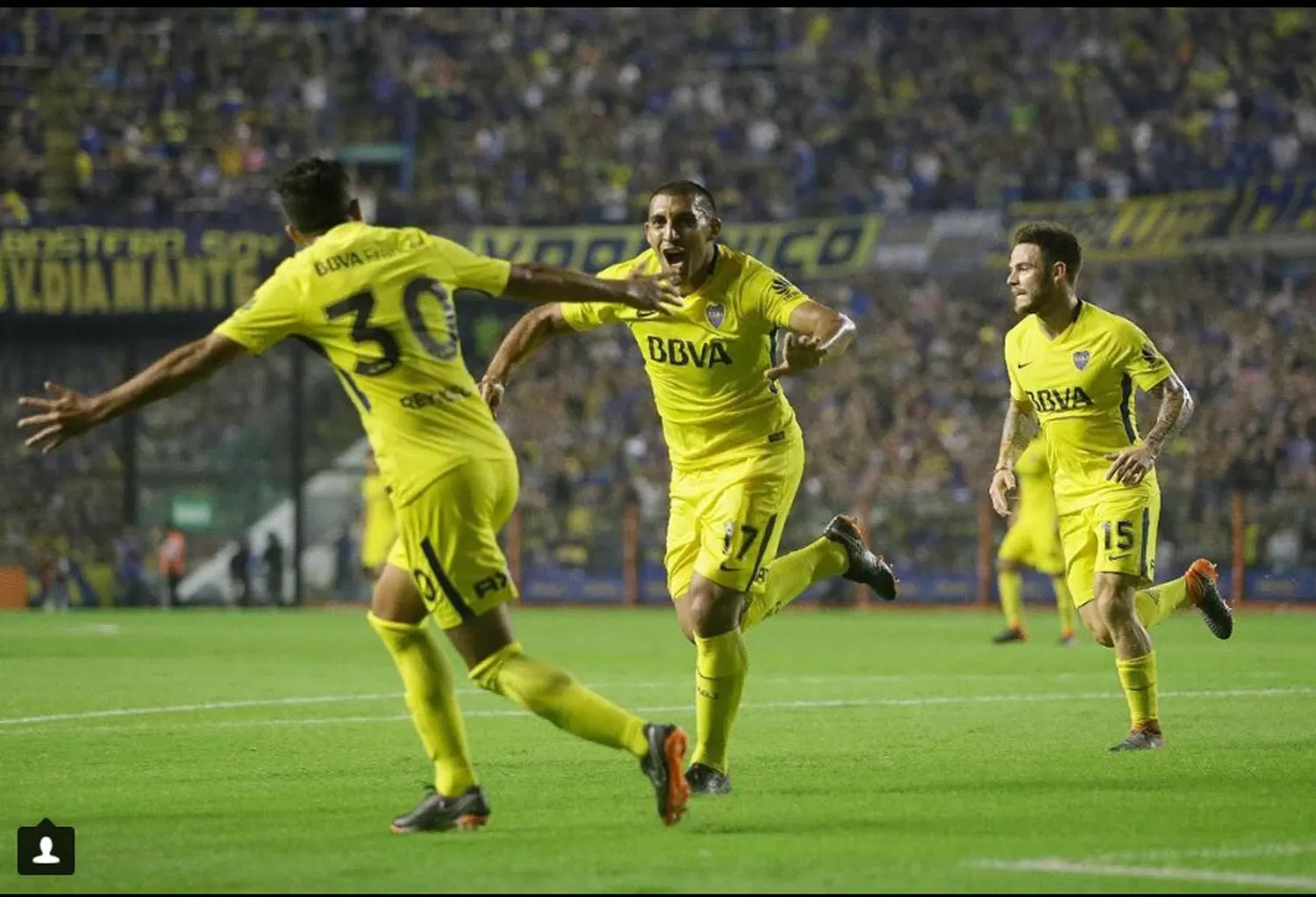 FESTEJO. Ábila celebrra el gol. FOTO TOMADA DE LA CUENTA OFICIAL DE INSTAGRAM DE BOCA JUNIORS.