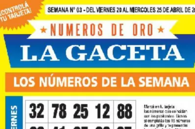La grilla completa de los Números de Oro de LA GACETA