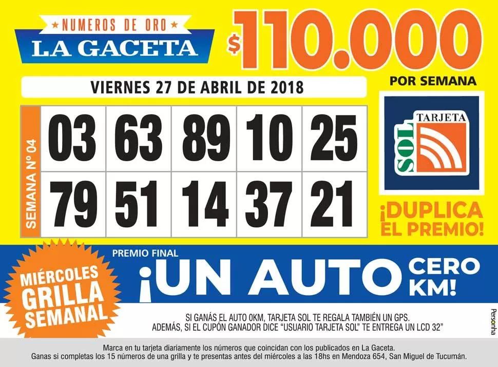 Los Números de Oro de LA GACETA