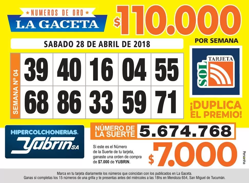 Los Números de Oro de LA GACETA