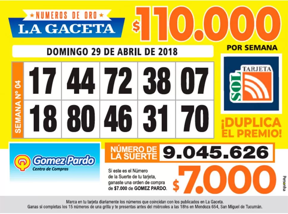 Los Números de Oro de LA GACETA