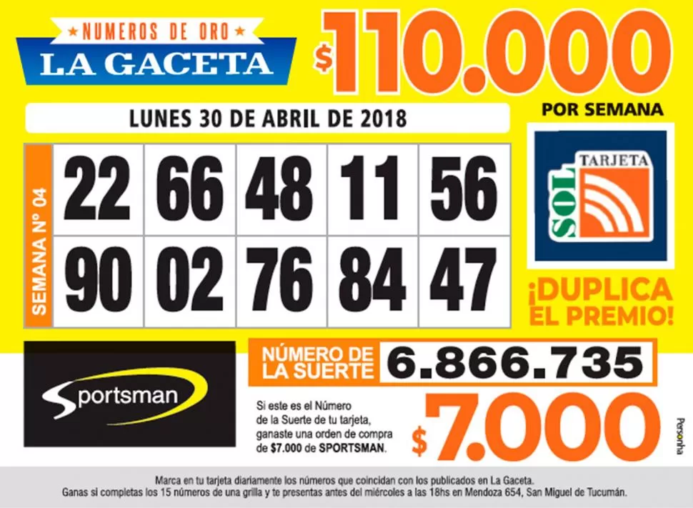 Los Números de Oro de LA GACETA