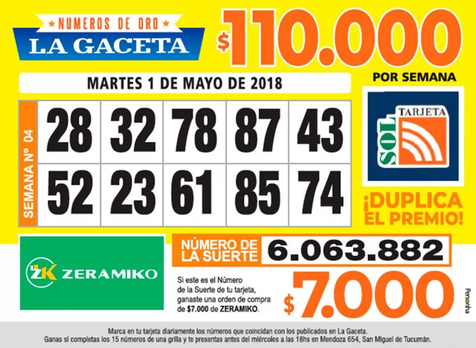 Los Números de Oro de LA GACETA