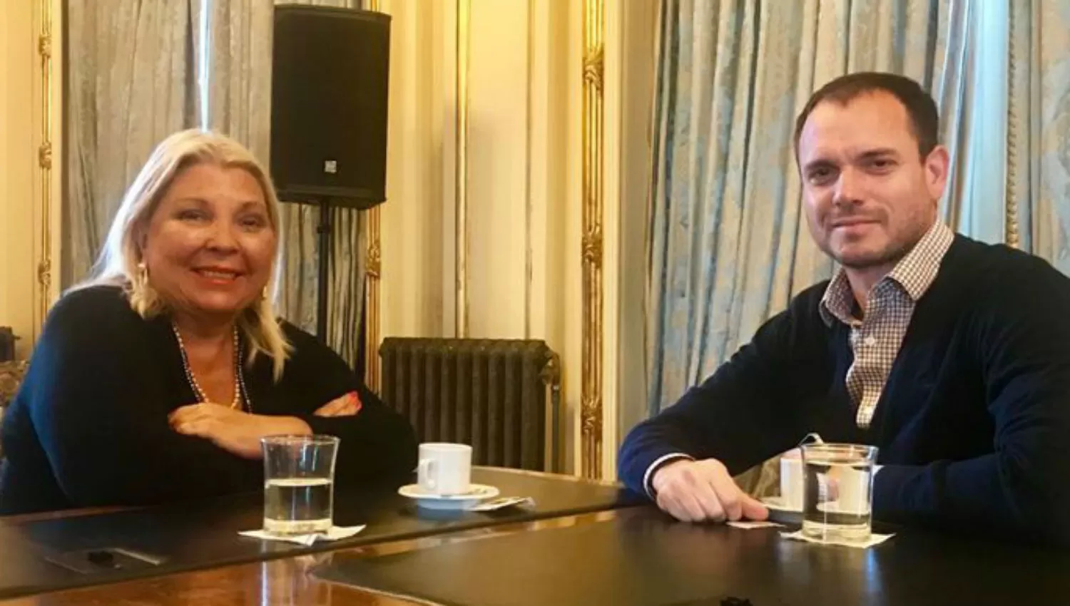 JUNTOS. Elisa Carrió se reunió con Fernando Sánchez, compañero de la Coalición Cívica - ARI y secretario de Fortalecimiento 