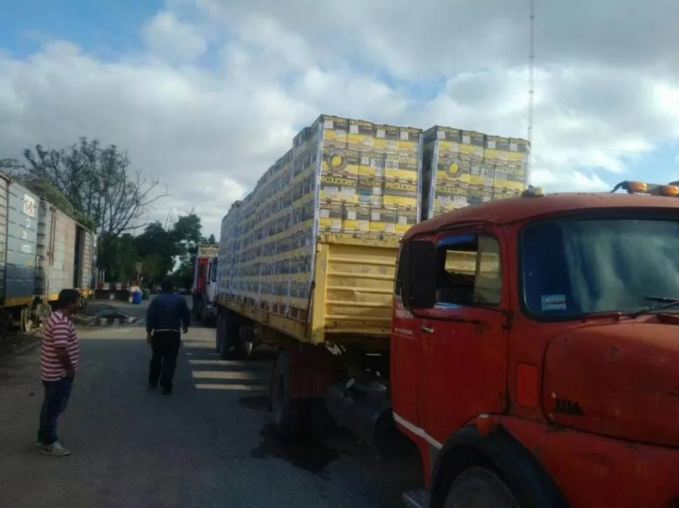 LOGÍSTICA EFICIENTE. Los pallets con limones están listos para ser descargados de los camiones y colocados en los vagones del convoy ferroviario para su viaje hasta los puertos. 