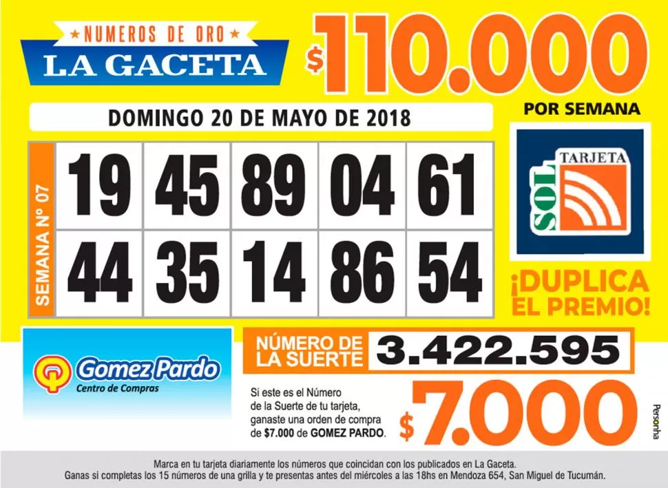 Los Números de Oro de LA GACETA