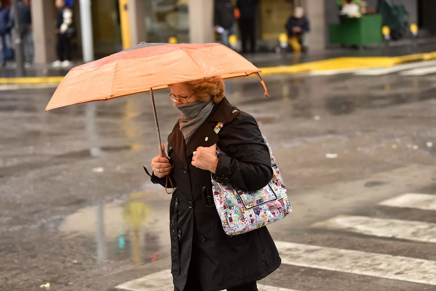 TODOS CON PARAGUAS. El frío y la lluvia llegaron para quedarse en la provincia. LA GACETA/FOTO DE INÉS QUINTEROS ORIO