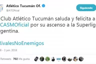 Atlético saludó a San Martín por su ascenso a Primera