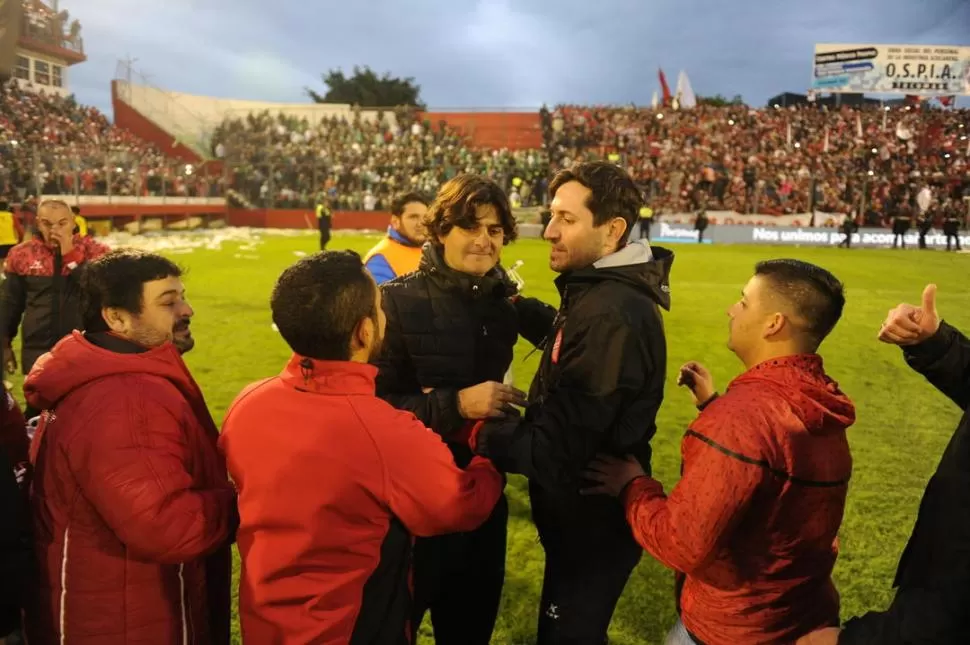 UN LOGRO DE TODOS. Forestello le cedió el protagonismo a sus colaboradores en la conferencia post partido del ascenso. la gaceta / foto de héctor peralta