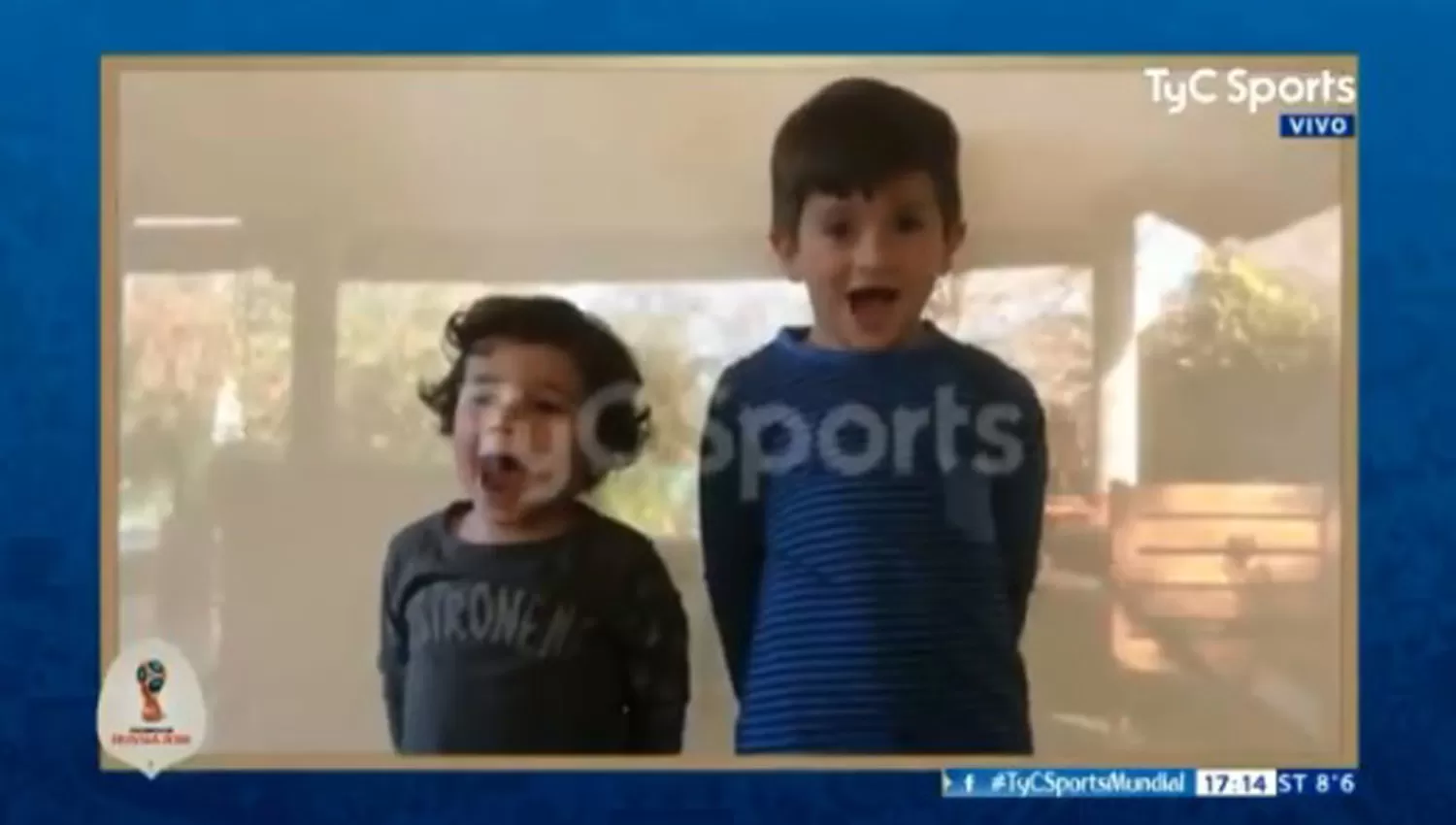 LOS MÁS TIERNOS. Mateo y Thiago saludaron a su papá, Leo Messi. (CAPTURA DE VIDEO)