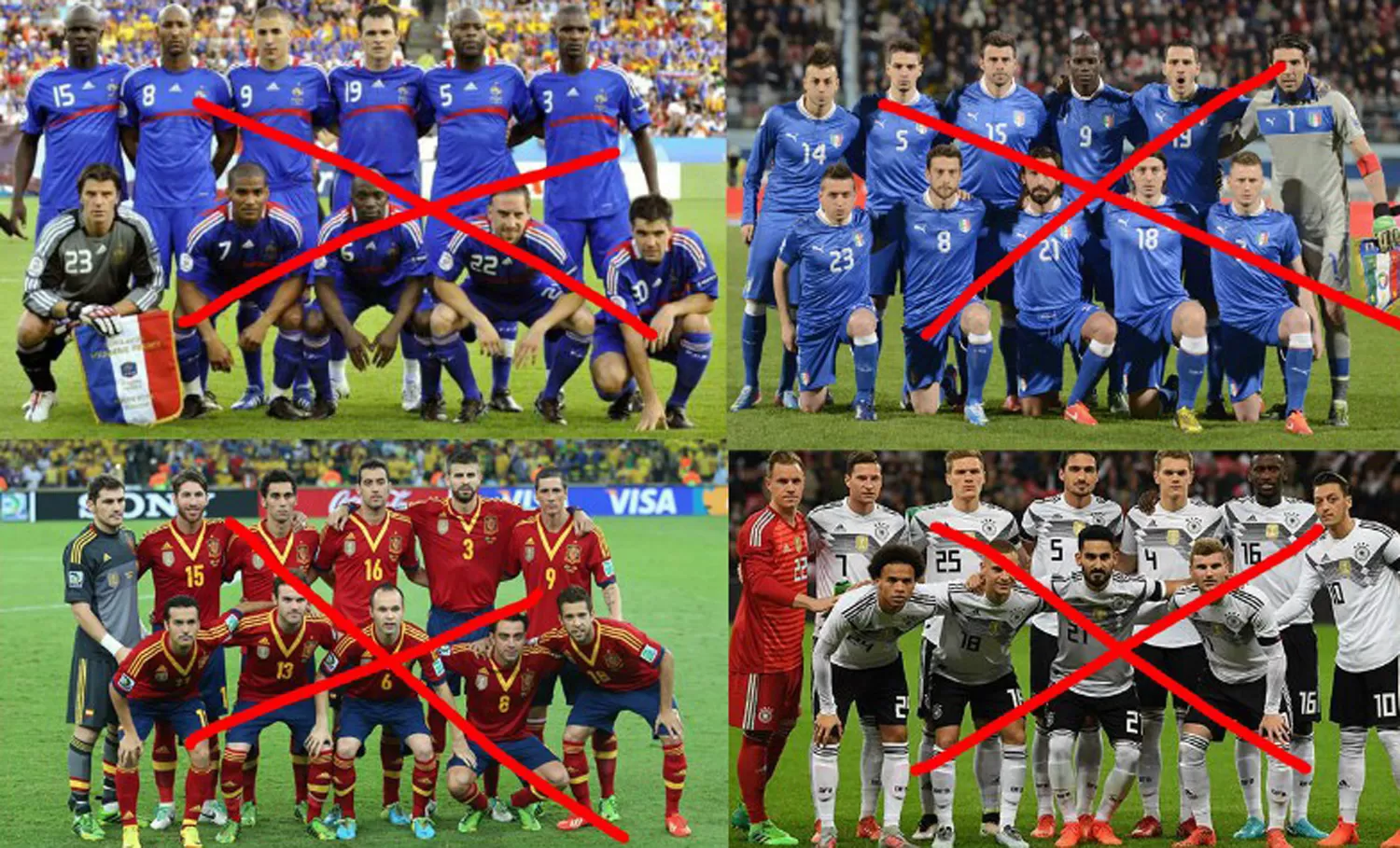 LA MALA RACHA DE LOS CAMPEONES. Francia, Italia, España y Alemania la arrastran.-