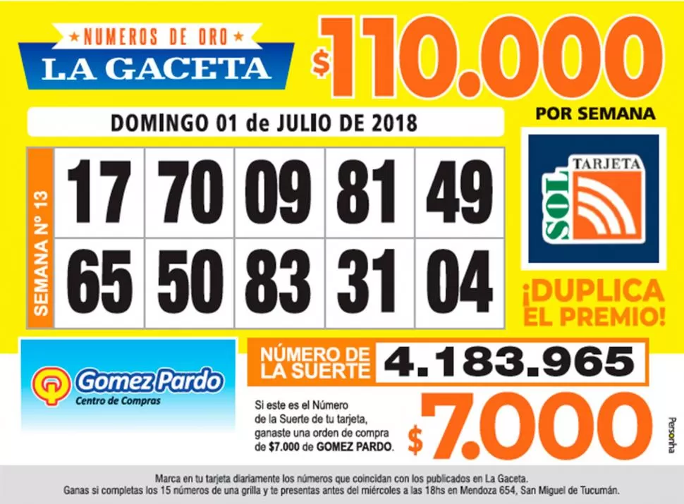 Los Números de Oro de LA GACETA