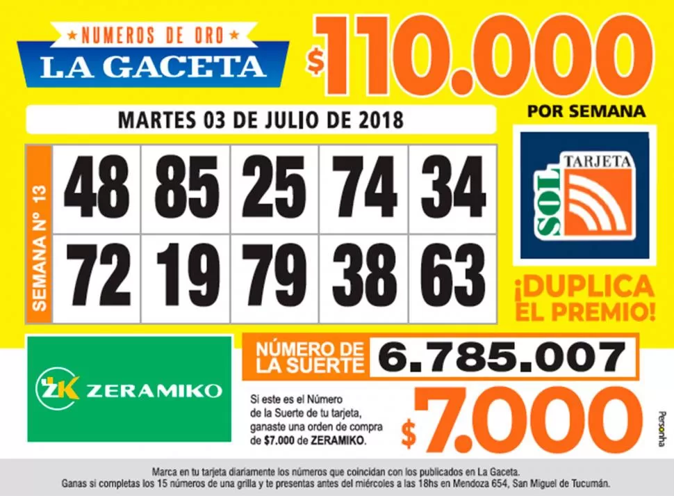 Los Números de Oro de LA GACETA