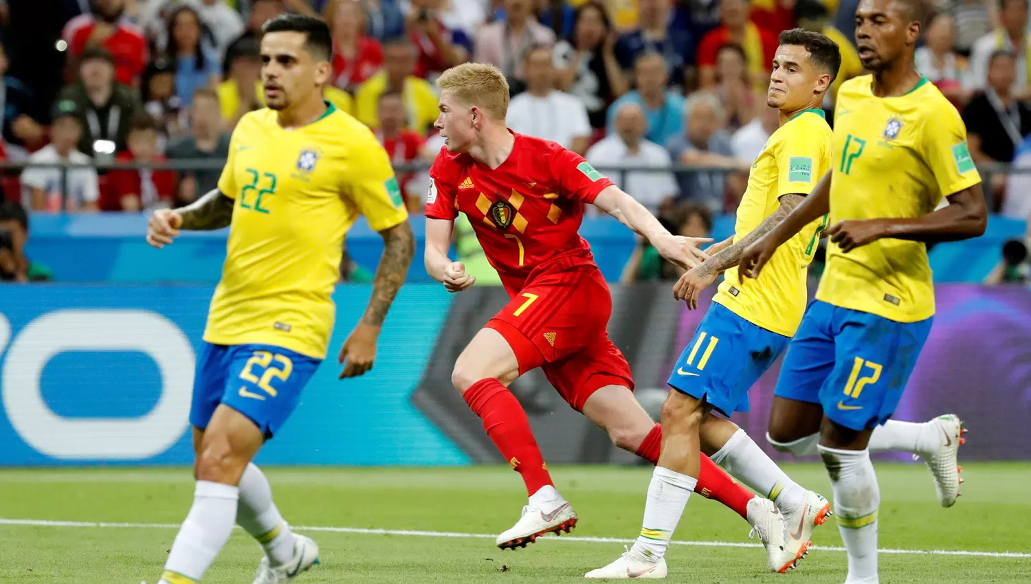 ADIÓS BRASIL. De Bruyne fue uno de los autores de los goles de Bélgica, con los que elminaron a los sudamericanos. (REUTERS)