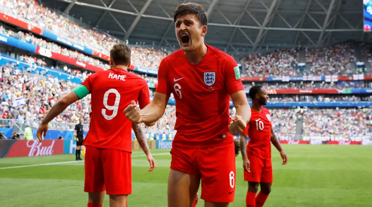 Maguire gritó el primer gol ante Suecia. REUTERS
