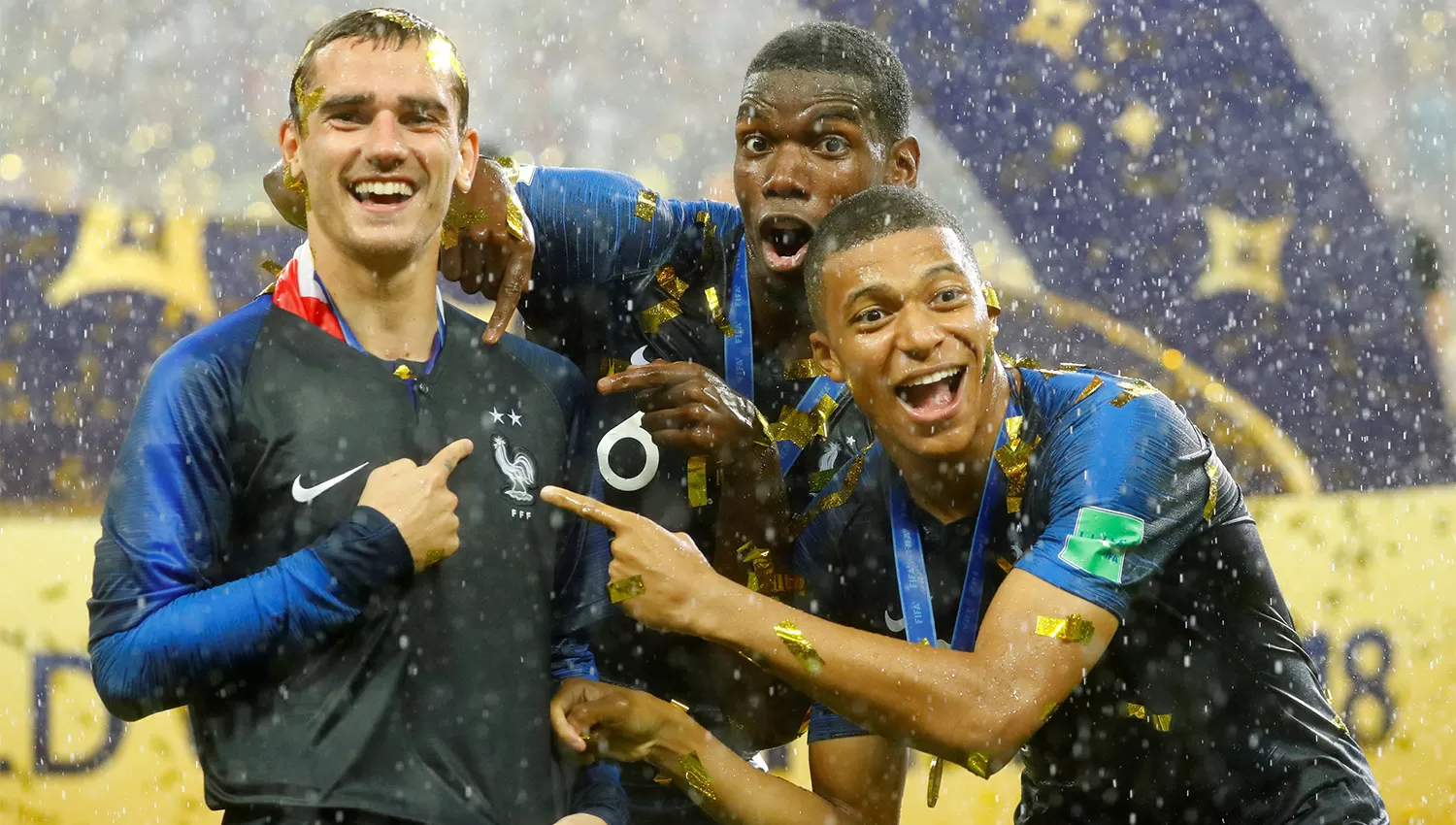 CAMPEONES. Griezmann, Mbappé y Pogba se destacaron en Francia.