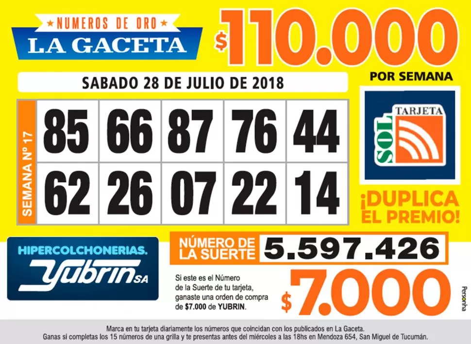 Los Números de Oro de LA GACETA