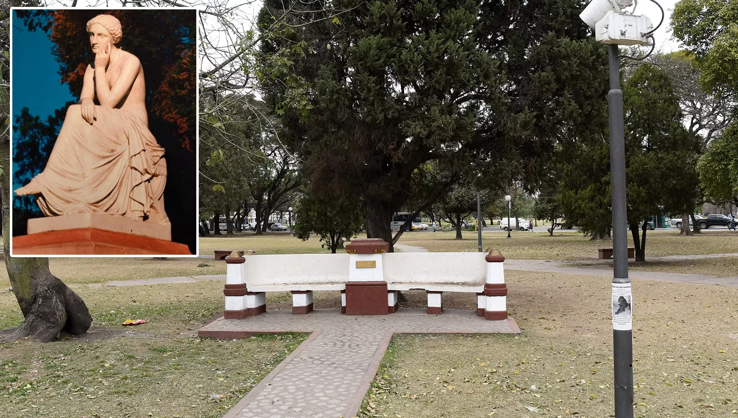 SIN RASTROS. La escultura de casi 100 años de antigüedad desapareció entre la noche del jueves y la madrugada del viernes. 