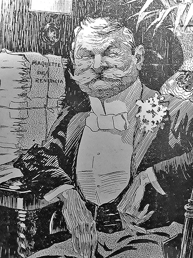 ESTANISLAO S. ZEBALLOS. Caricatura del personaje que, con Joaquín V. González, dictaminó negativamente. 