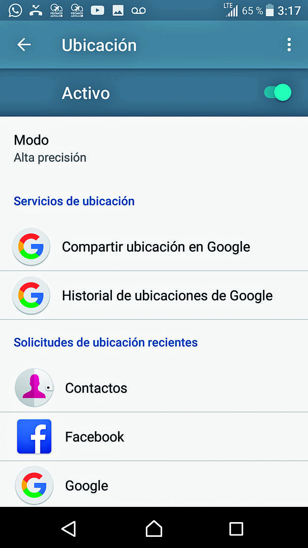 -CONFIGURACIONES. Es importante chequear de tanto en tanto la configuración de Ubicación/Localización (según el equipo) para saber qué aplicaciones están usando el servicio. Desactivá las apps que no reconozcas o que no te den confianza.-