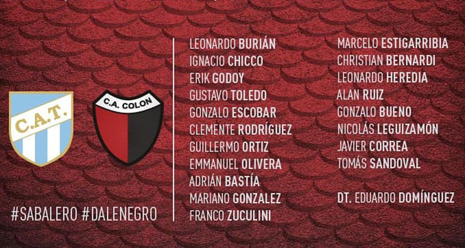 Estos son los concentrados de Atlético y Colón para el partido de mañana