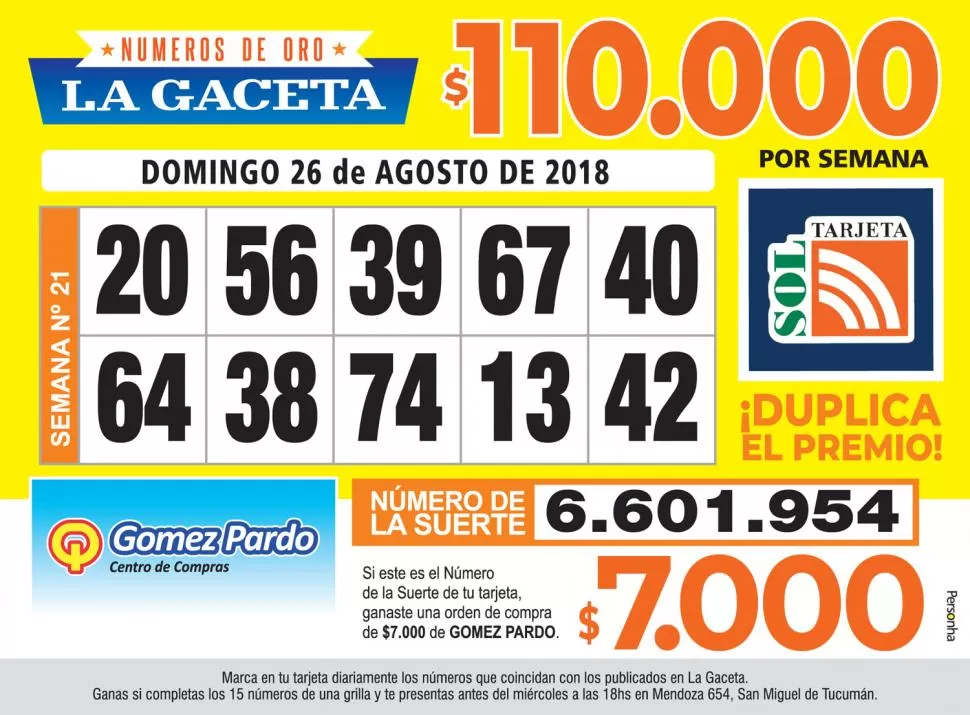 Los Números de Oro de LA GACETA