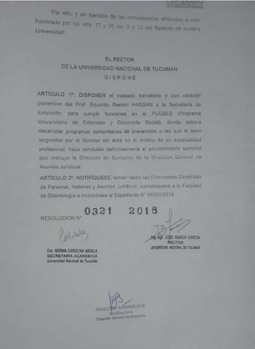 Enojo en la UNT: Hassan se presentó a trabajar y sus compañeros lo rechazaron