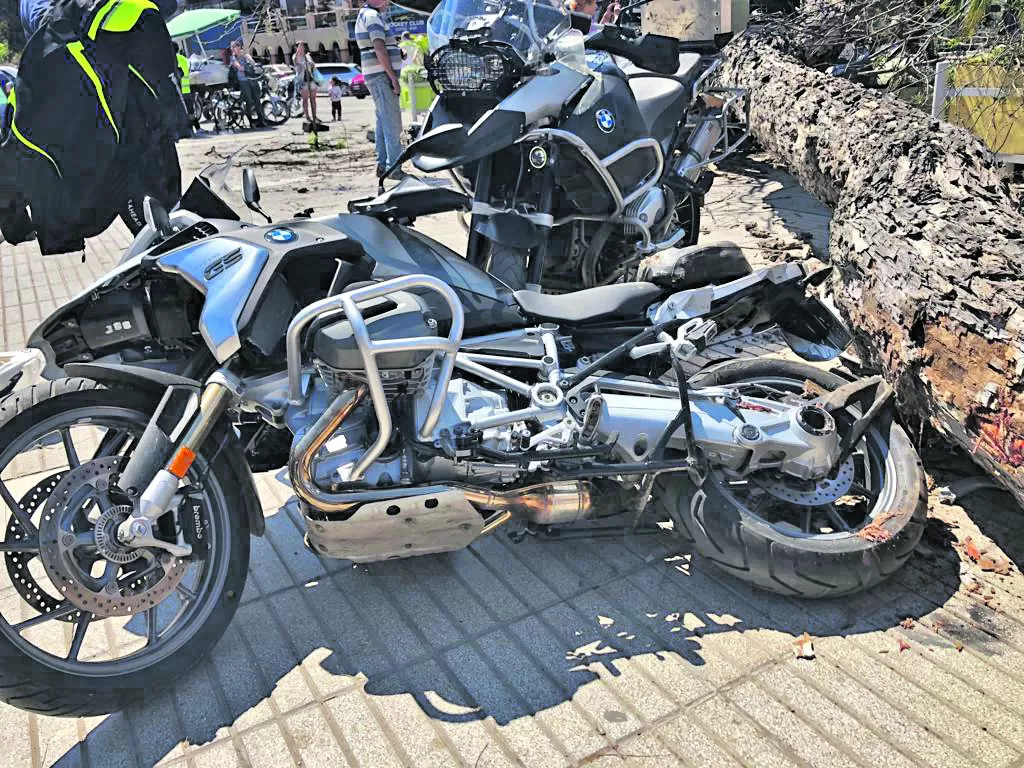 Un árbol cayó sobre dos motos y una camioneta en Las Termas