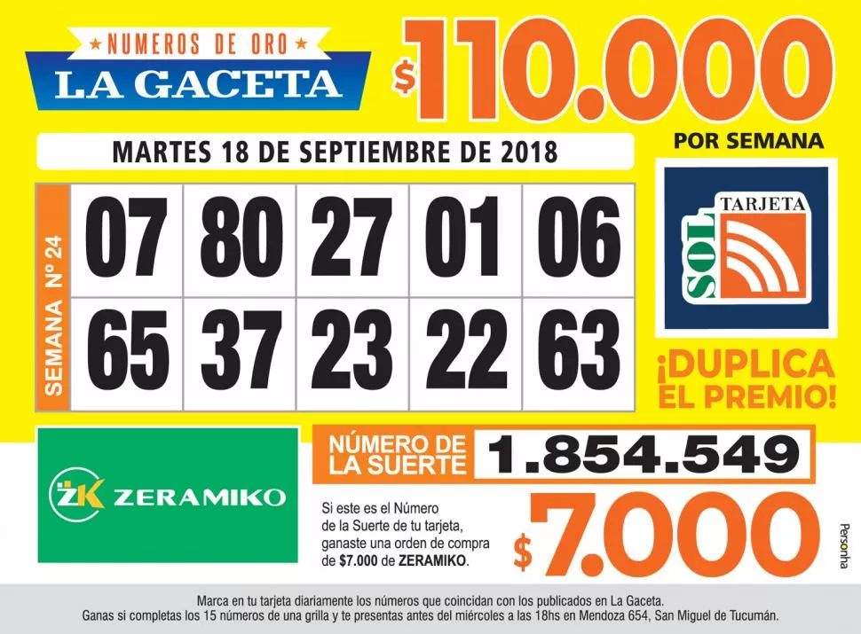 Los Números de Oro de LA GACETA