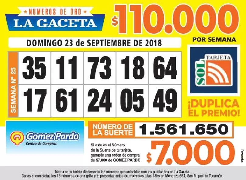 Los Números de Oro de LA GACETA