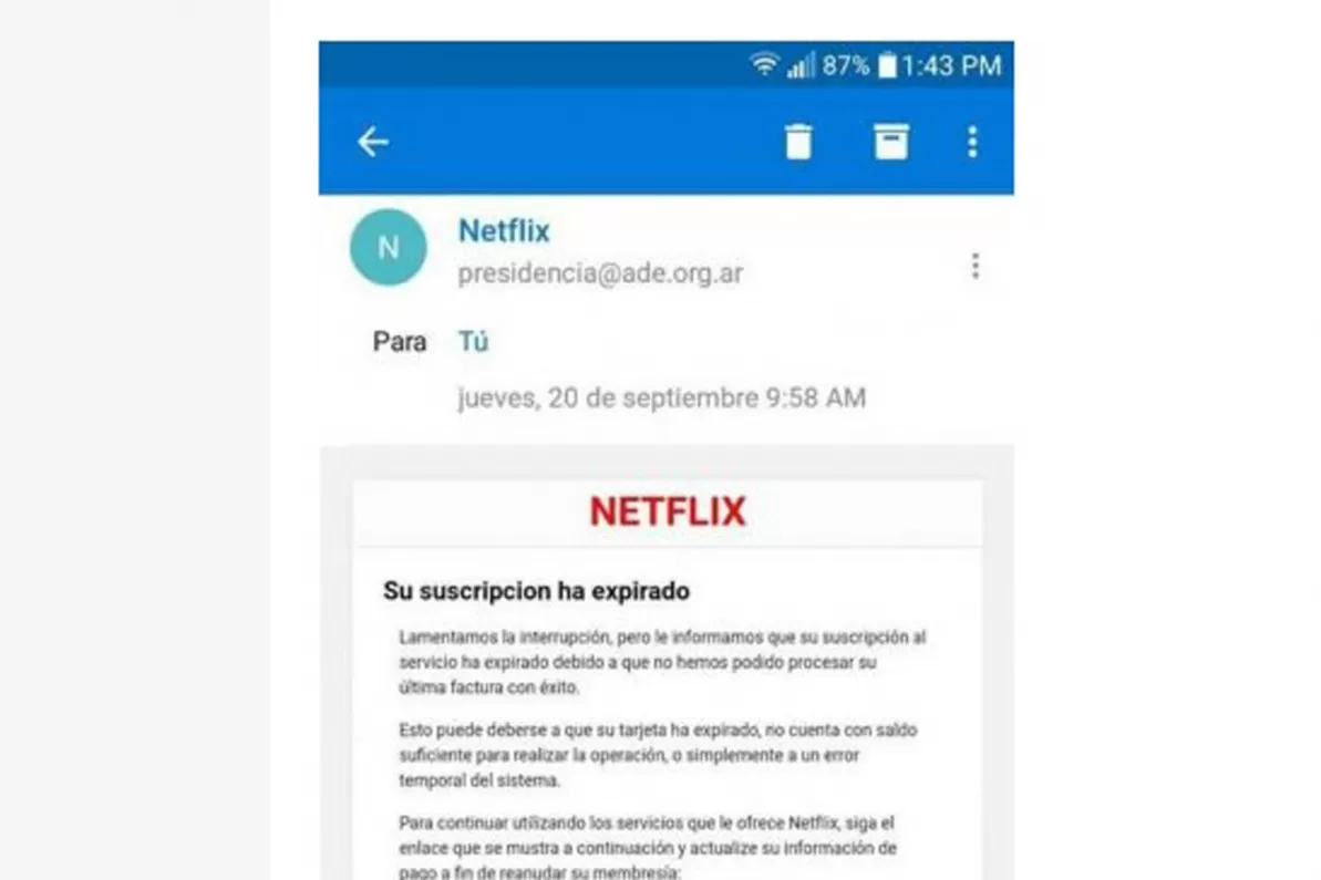 FALSO MAIL DE NETFLIX