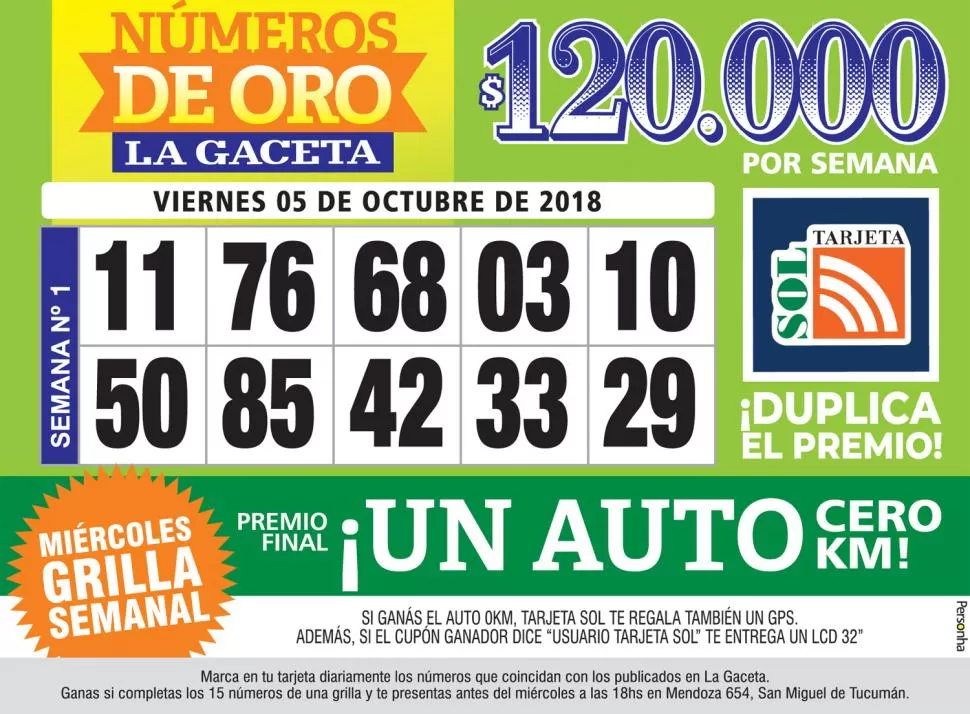 Los Números de Oro de LA GACETA