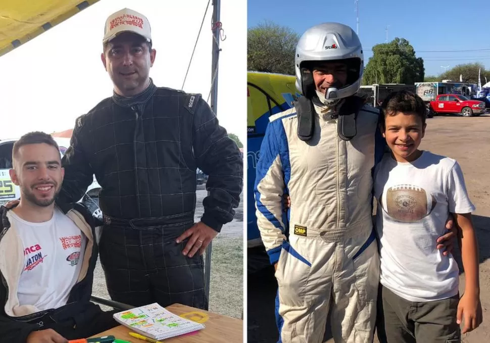 PADRES E HIJOS. Los Bollero (Nicolás y Rodolfo) y los Neme (Ricardo y Santiago), disfrutan en familia la competencia. FOTOS BOLLERO RACING TEAM Y NEME RACING TEAM 