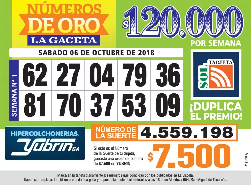 Los Números de Oro de LA GACETA