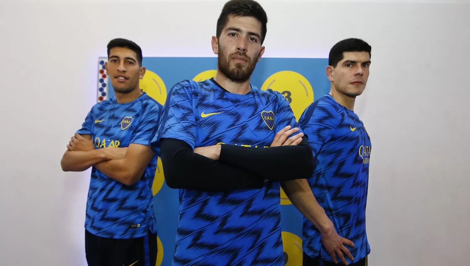 Lampe (derecha), junto a Rossi y Andrada. (FOTO TOMADA DE PRENSA CLUB ATLÉTICO BOCA JUNIORS)