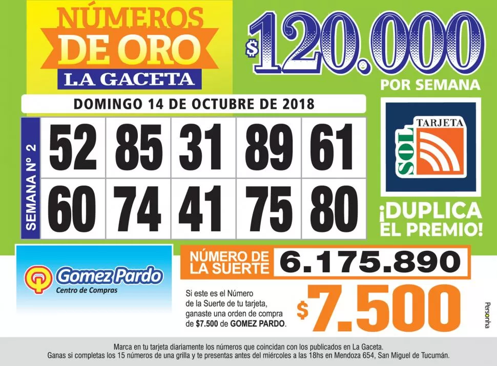 Los Números de Oro de LA GACETA