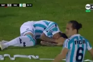Un rollo de cinta cayó desde la tribuna y golpeó en la cabeza de un jugador de Racing