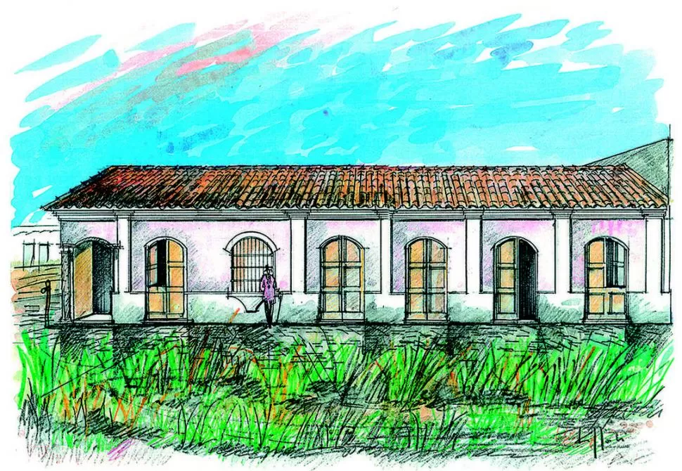 LA CASA DE ALBERDI. Ubicada sobre la calle del Cabildo, en una acuarela de Dante Rízzoli. 