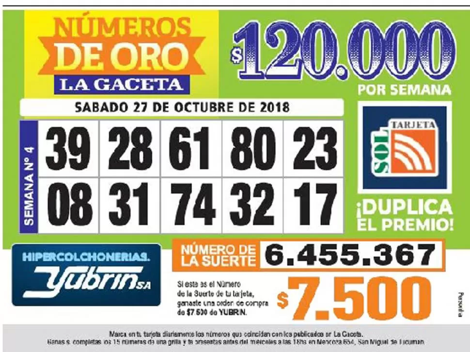 Los Números de Oro de LA GACETA