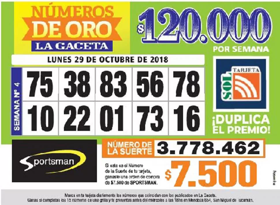 Los Números de Oro de LA GACETA