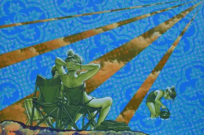 Grabado y pintura se fusionan sobre un vinilo