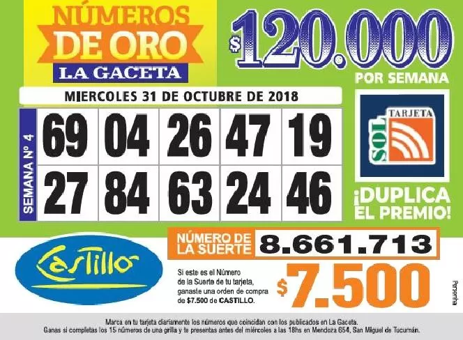 Los Números de Oro de LA GACETA