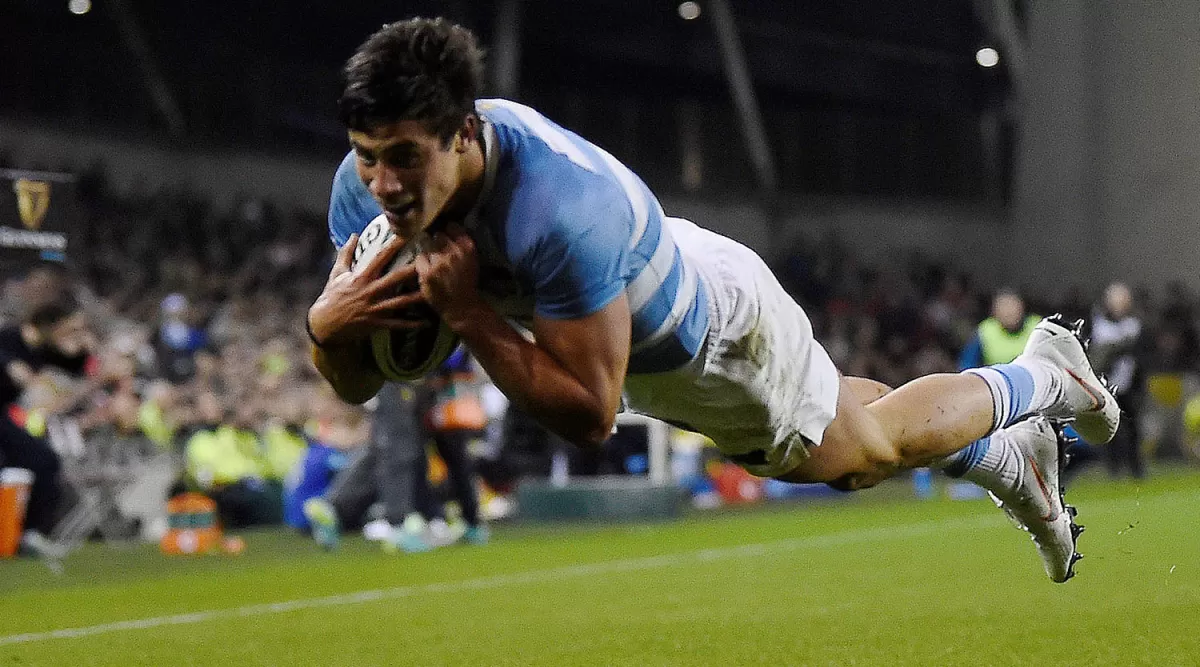 Bautista Delguy marcó un try para Los Pumas. (REUTERS)