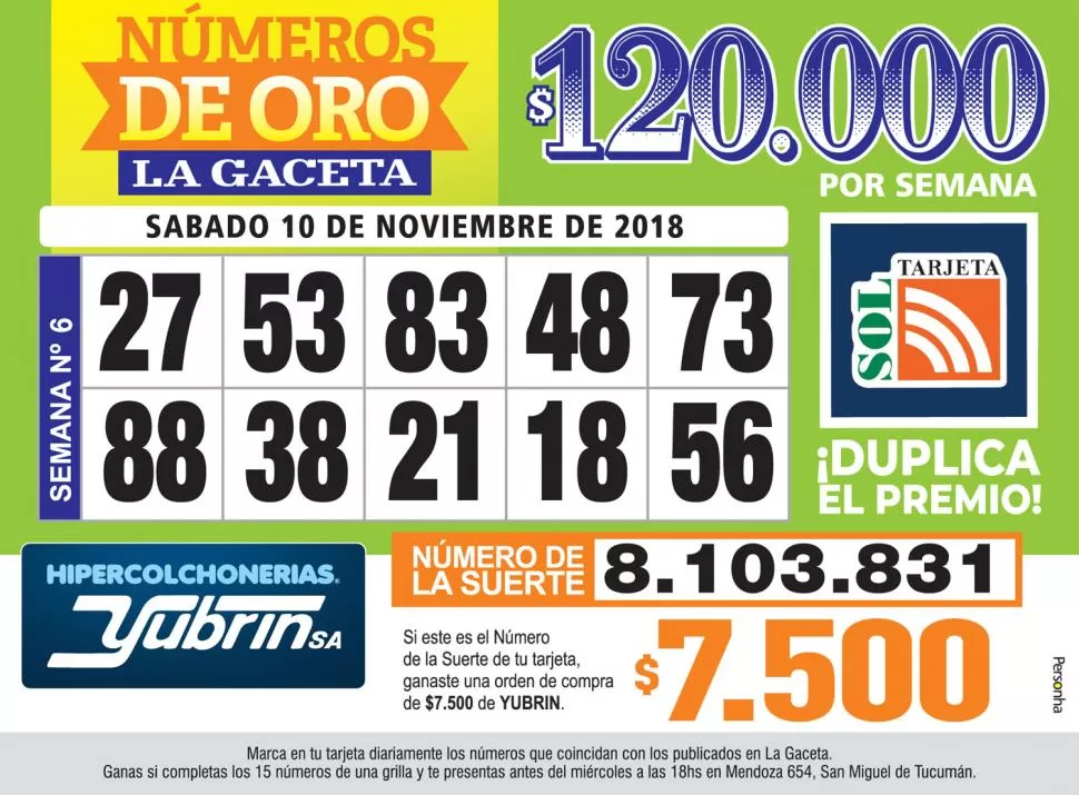 Los Números de Oro de LA GACETA