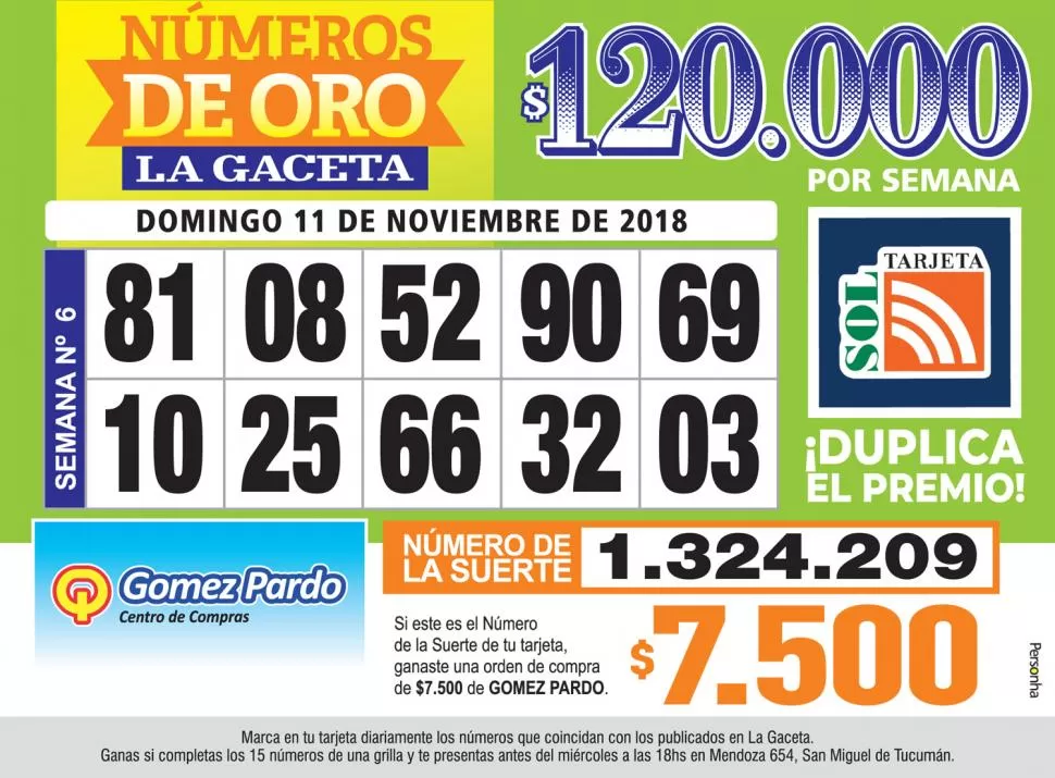 Los Números de Oro de LA GACETA