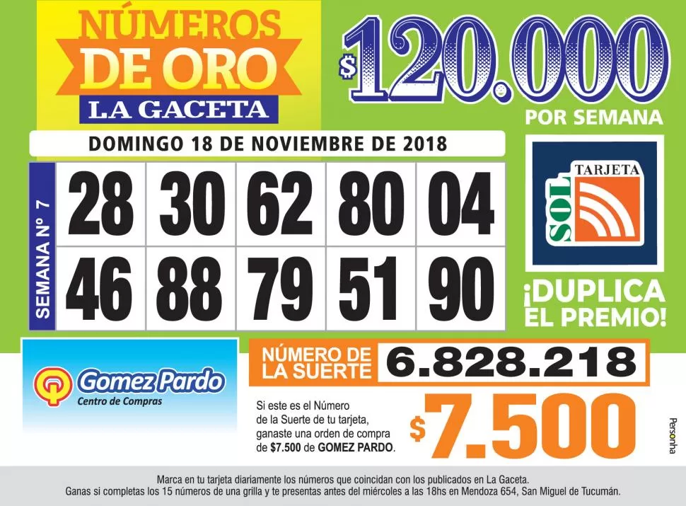 Los Números de Oro de LA GACETA