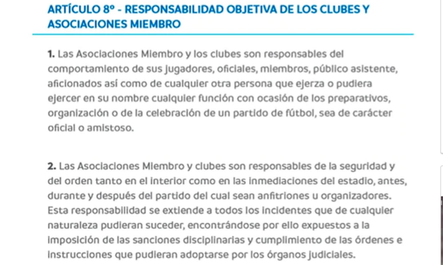 Qué dice el reglamento de la Conmebol sobre la responsabilidad de River