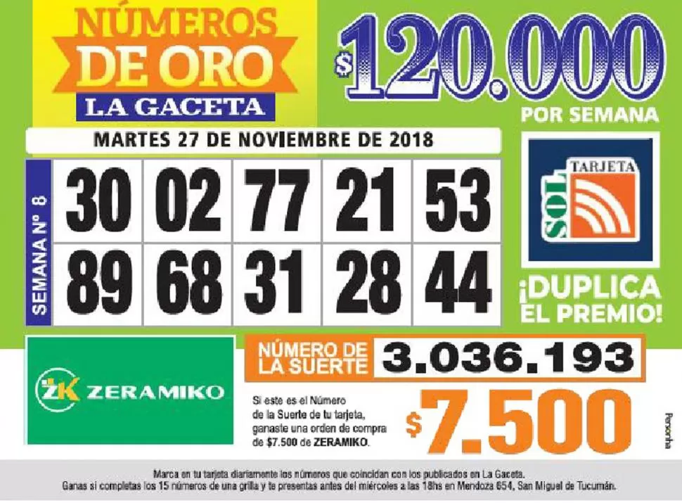 Los Números de Oro de LA GACETA