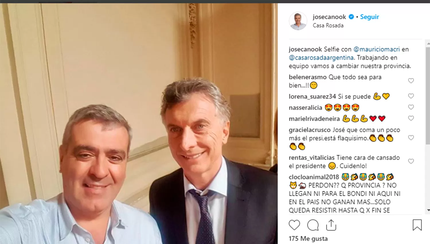 SOLO DOS. Cano y Macri, en el posteo del tucumano. 